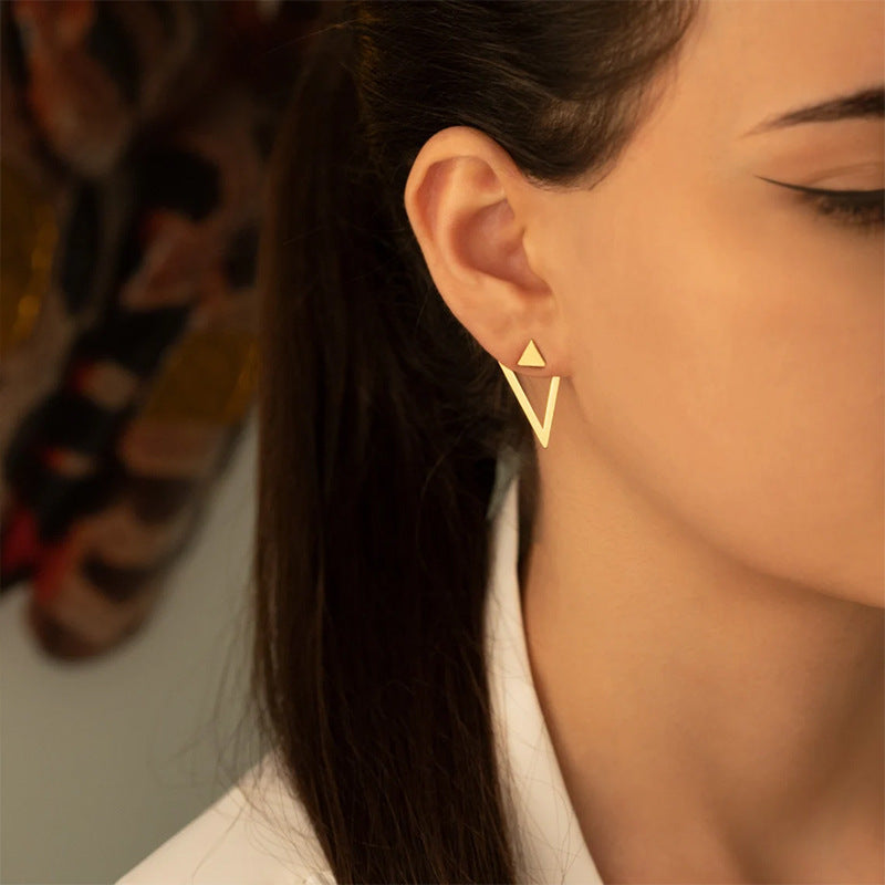 Creative Design Double-Layer Geometric Hollow Triangle Stud Earrings