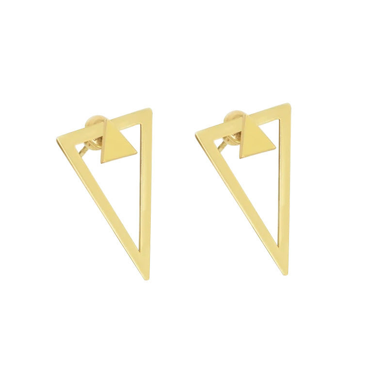 Creative Design Double-Layer Geometric Hollow Triangle Stud Earrings