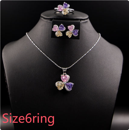Clover Zircon Diamond Jewellery Set Women