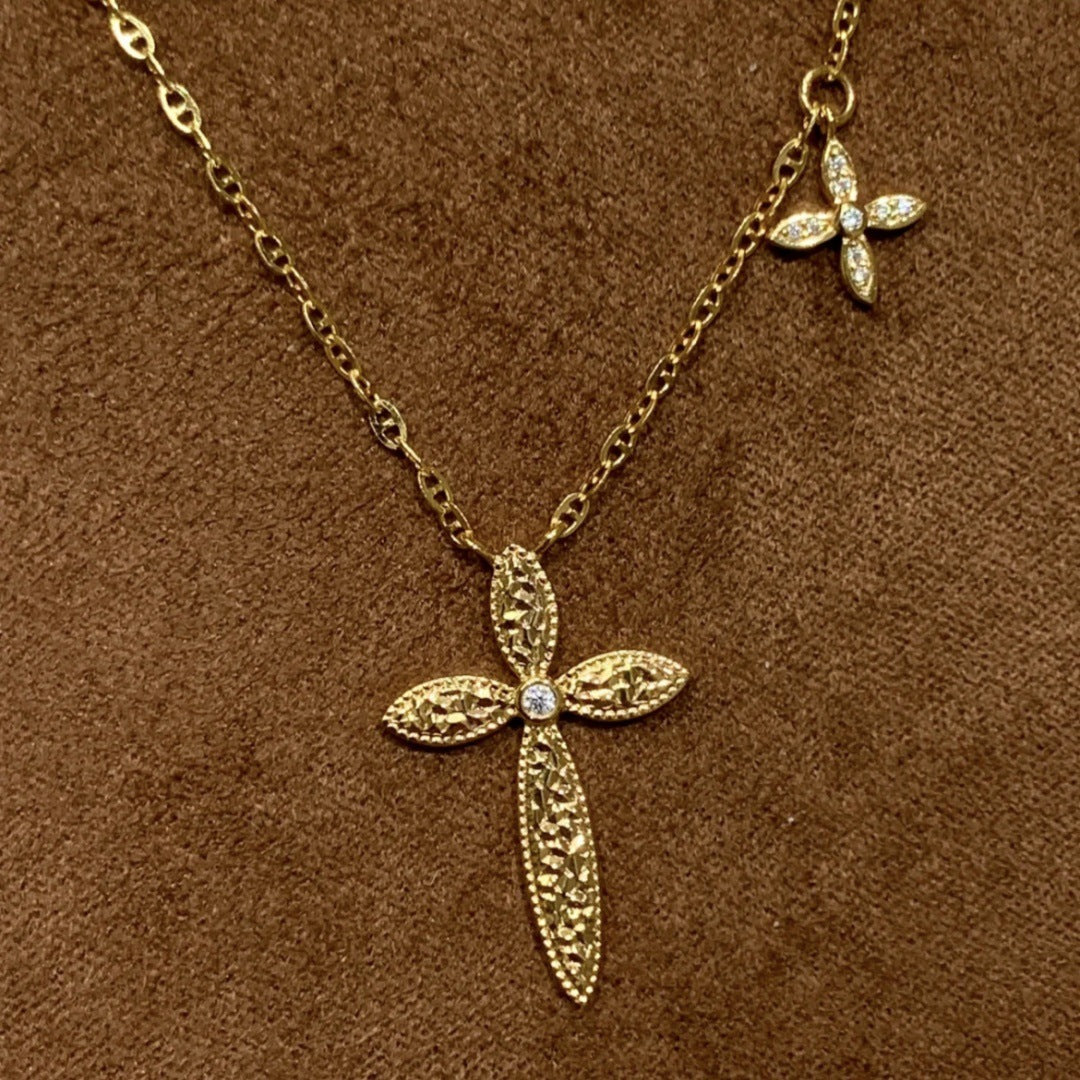 Mush Ice Cross Necklace Church Light Luxury Minority High-grade Female
