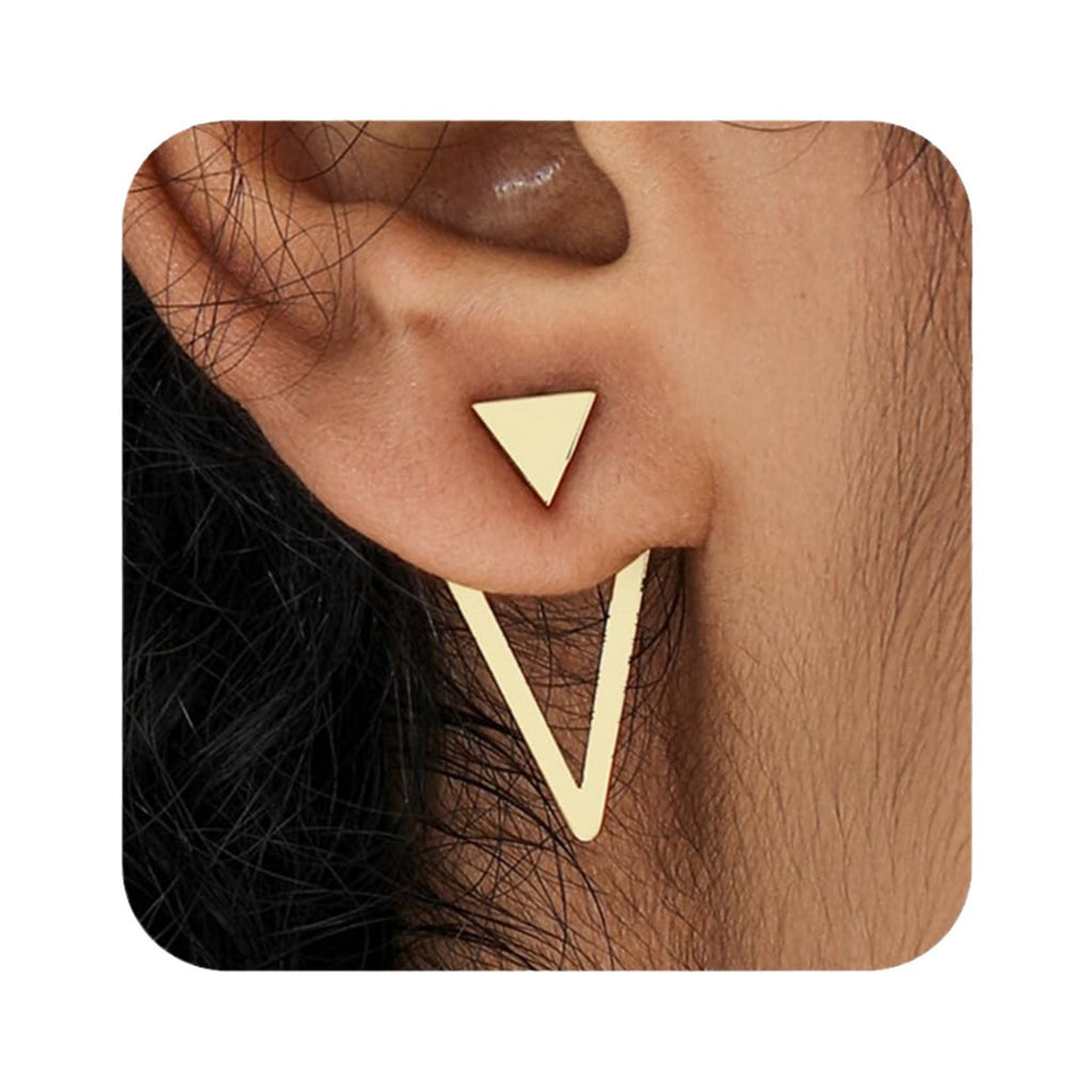 Creative Design Double-Layer Geometric Hollow Triangle Stud Earrings
