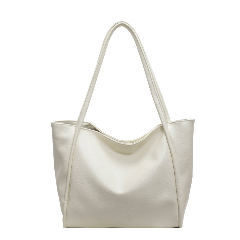 Soft Leather Shoulder Bag Large Capacity Commuter Totes Shopping Travel Bags For Women