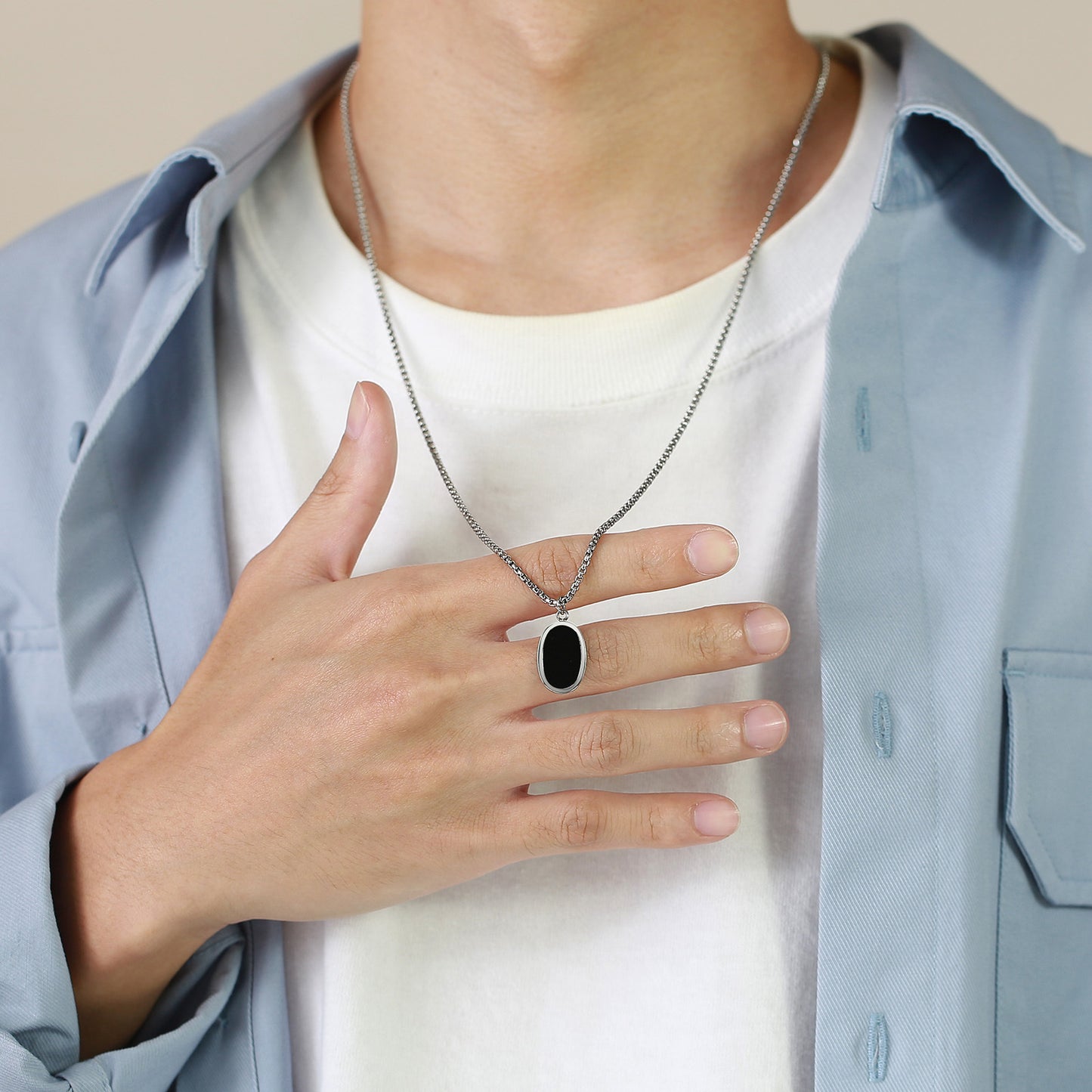 Stainless Steel Oval Necklace Steel Geometric Simple
