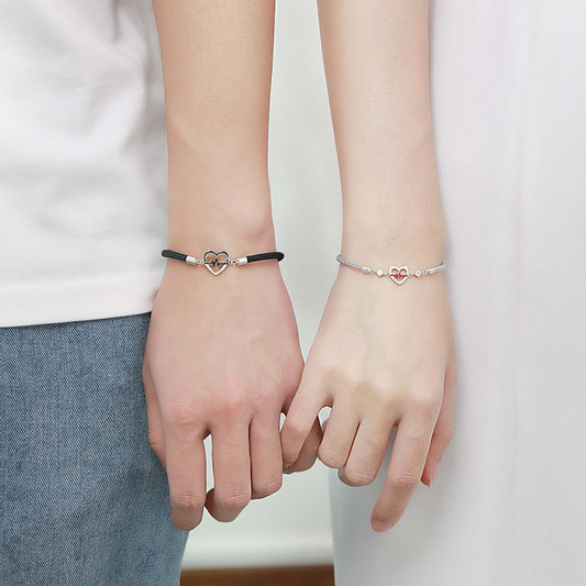Bagley S925 Silver Jewellery Bracelet With High-level Sense Of Design Heartbeat Signal Couples Bracelet New