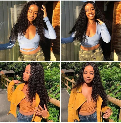 AA Hair Front Wig Womens Brazilian Human Long Curly Lace Wavy Hair Wigs US