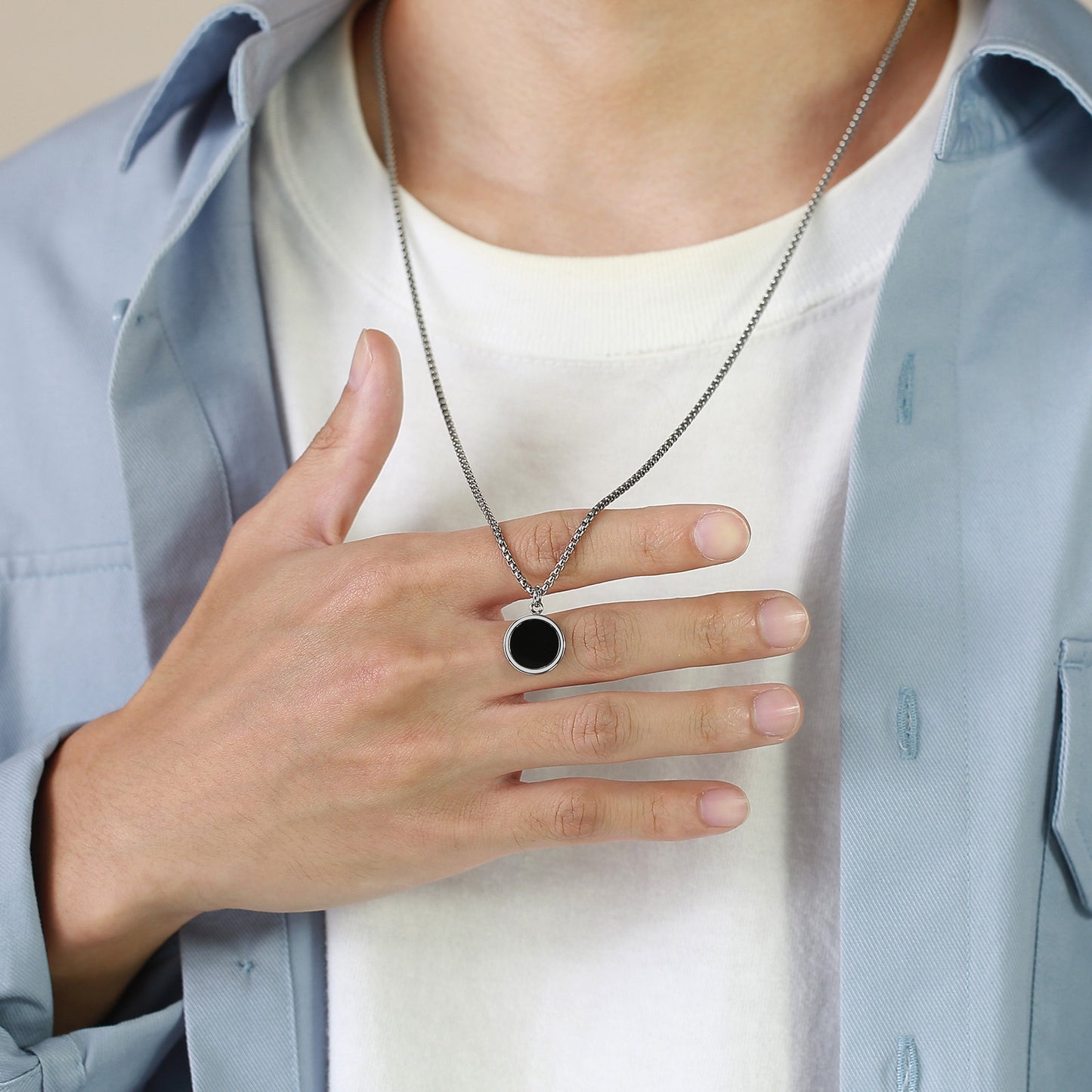 Stainless Steel Oval Necklace Steel Geometric Simple